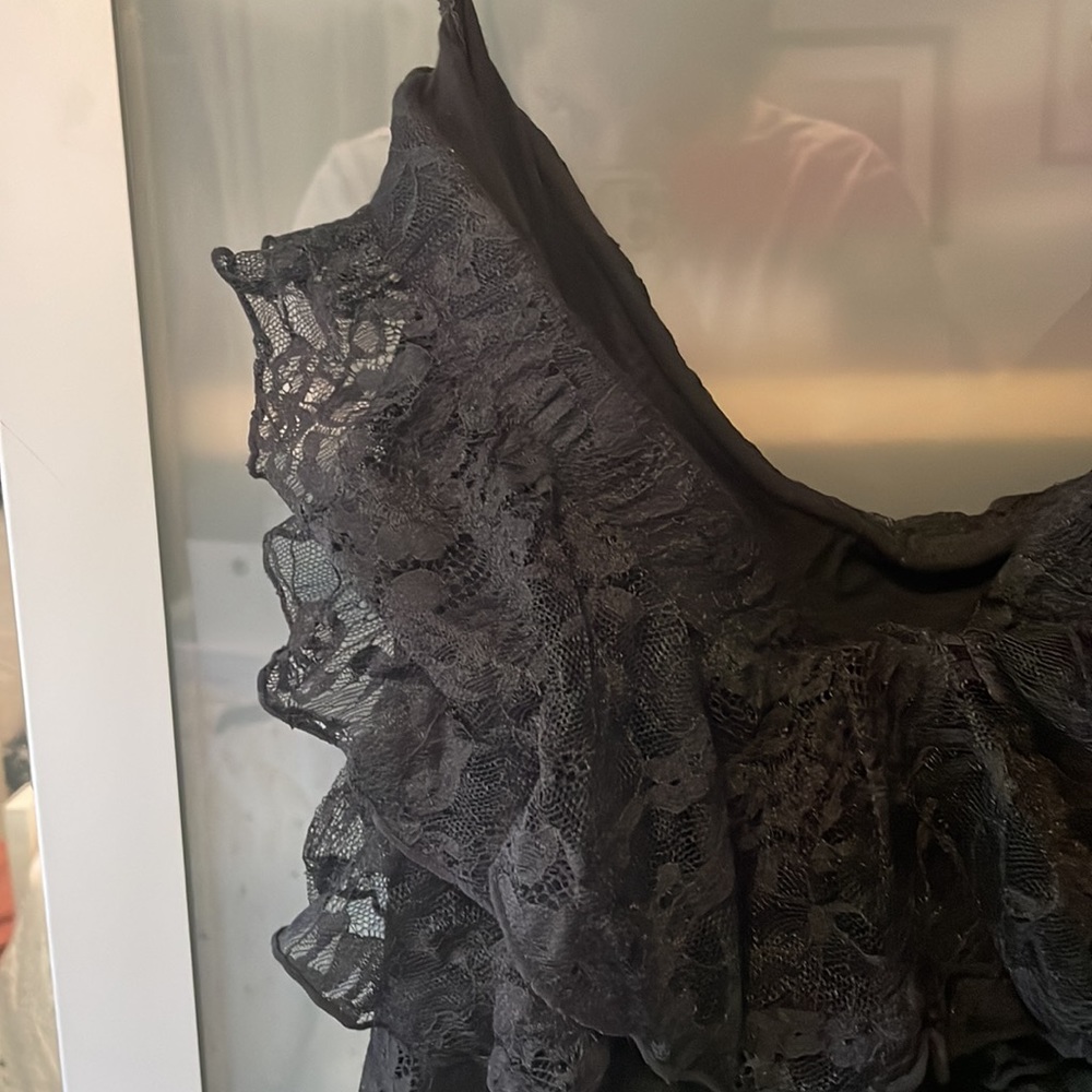 Express, strapless tiered lace dress